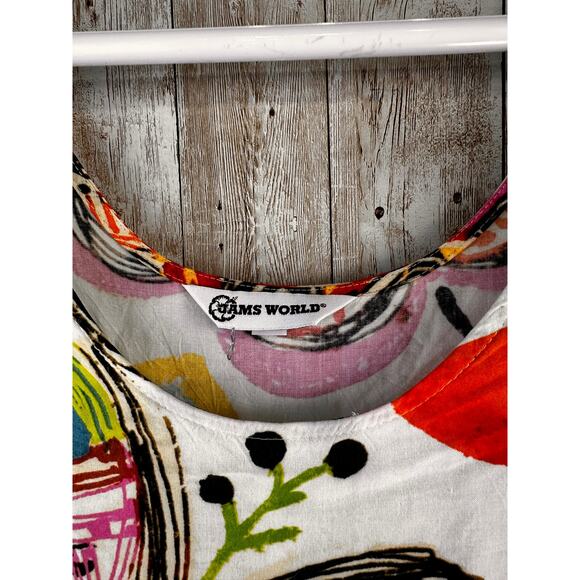 Jams World Dress Womens Sz Large Orange Yellow Abstract Floral Vacation Tropical - Picture 5 of 8